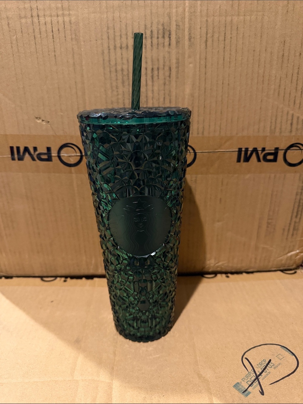 Starbucks Dark Emerald Studded Cold Cup with Straw